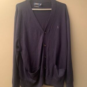 Polo Ralph Lauren - Navy Blue 100% Merino Wool Cardigan Sweater